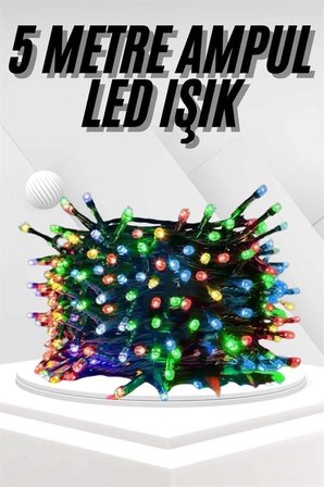 Hediye Ledli Fişli Led Dekor Lambası 5m Rgb Yılbaşı Ağacı Işığı