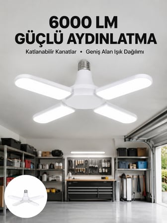 Hediye Enerji Tasarruflu Led Ampül 60 Watt 4 Kollu Beyaz Işık Yeni Nesil