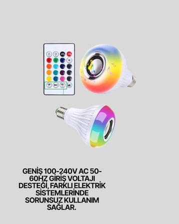 Hediye Bluetooth Hoparlörlü Led Ampul – 12w Enerji Tasarruflu