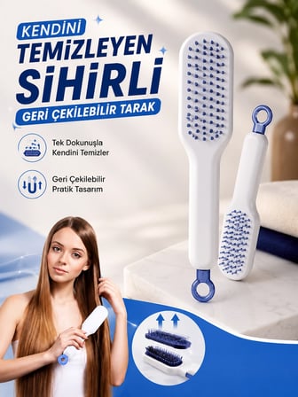 Hediye Kendini Temizleyen Tarak Fırça Geri Çekilebilir Evcil Hayvana Uygun Sıkı Dişli