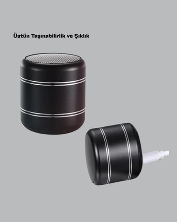 Hediye Mini Silindir Kablosuz Hoparlör Güçlü Ses 4w Bas + Tws Senkron Özellik