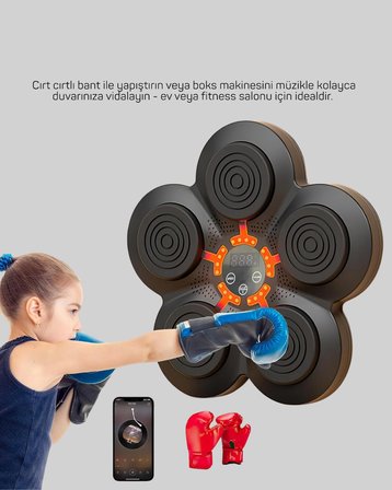 Hediye Evde Fitness İçin Akıllı Boks Makinesi Işıklı Vuruş Noktalı Bluetoothlu