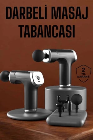 Hediye 4 Başlıklı Darbeli Şarjlı Masaj Aleti Tabancası Kablosuz
