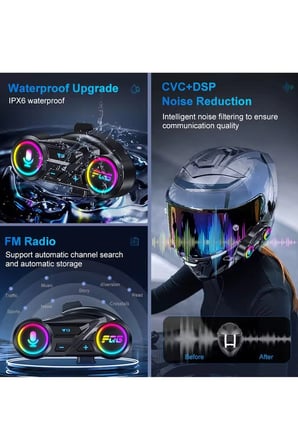 Hediye Y13 Motor Kask Kulaklık Rgb Modlu Radyolu Motosiklet Kulaklık 5.3 Bluetooth Intercom