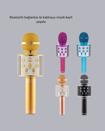 Hediye Bluetooth Karaoke Mikrofon – Yüksek Ses Kalitesi, Yankı Efektli, Uzun Ömürlü Pil