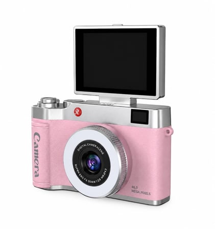 Hediye 4k Çantalı Dijital Retro Video Kamera 48mp 16x Zoom Işıklı (32gb) Kart Dijital Fotoğraf Makinesi Pembe