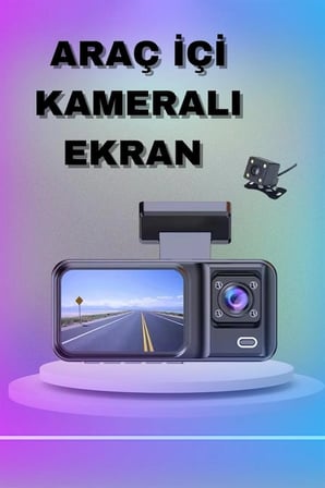 Hediye 1080p 3 Lensli Wifi Araç İçi Kameralı Ekran Dvr Kaydedici Gece Görüşlü