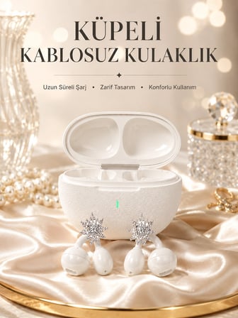 Hediye Yeni Nesil Küpeli Kablosuz Kulaklık Güçlü Bataryalı