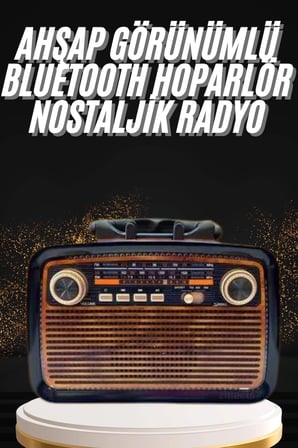 Hediye Nostaljik Görünümlü Ahşap Radyo Tf Sd Usb Girişli Led Fener Işıklı