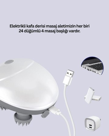 Hediye Şarjlı Kafa Masaj Aleti 3 Hız Ayarlı Derin Masaj