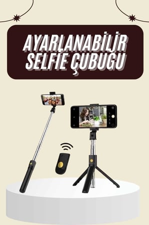 Hediye Cep Telefonu Tripod Standı Manyetik Selfie Sopa Bluetooth Uzaktan Kumandalı