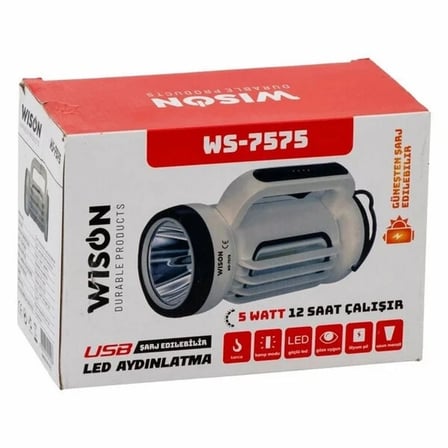 Hediye Ws-7575 5 Watt Solarlı Projektör Şarjlı Spot Fener