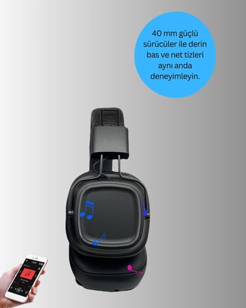 Hediye Deep Bass Destekli Kablosuz Katlanabilir Kulak Üstü Kulaklık