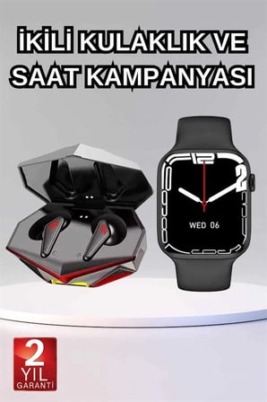 Hediye İkili Set Dev Kampanya Ucuz Kulaklık Ucuz Akıllı Saat Gürültü Önleyici Uzun Pil Ömrü