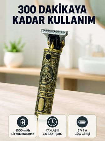 Hediye Kablosuz Saç Sakal Kesme Makinesi T Tipi Metal Bıçaklı 3 Kademeli Taraklı