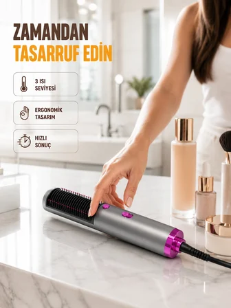 Hediye Saç Düzleştirme Ve Hacimlendirme Fonksiyonlu Fırça