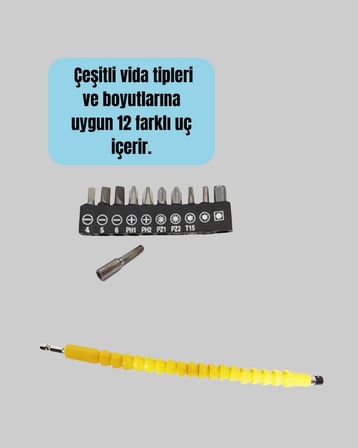 Hediye 12 Parça Vidalama Uç Seti Akrobat Tasarım Dayanıklı Metal Yeni Nesil