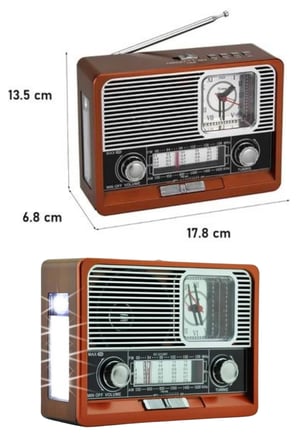 Hediye Saatli Fenerli Bluetooth Nostaljik Radyo Aux Sd Usb Girişli Bluetooth Hoparlör
