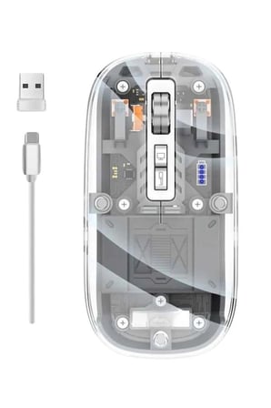 Hediye Mouse Fare Kablosuz Mouse Fare Şarjlı Bluetooth Sessiz 5 Tuşlu Şeffaf