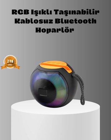 Hediye Taşınabilir Bluetooth Hoparlör – Rgb Işıklı, Güçlü Bas Ve 8 Saat Pil Ömrü