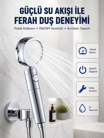 Hediye Şelale Sisi Ve Masaj Özellikli Banyo Duş Başlığı