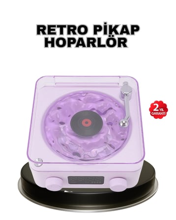 Hediye Projektör Işıklı Retro Hoparlör Bluetooth Aux Usb Hafıza Kartlı 360° Sesli Şarjlı