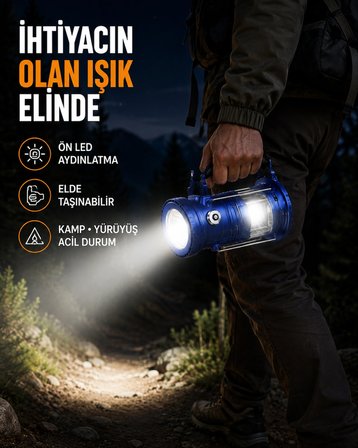 Hediye Usb Şarjlı Çok Fonksiyonlu Kamp Feneri – Taşınabilir Ve Dayanıklı