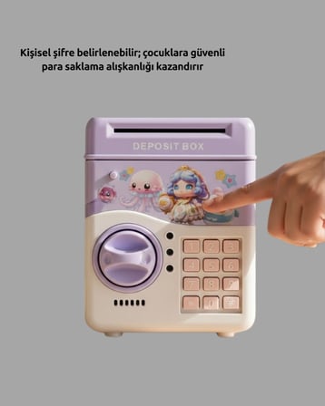 Hediye Çocuklar İçin Elektronik Şifreli Para Biriktirme Kumbarası Mor