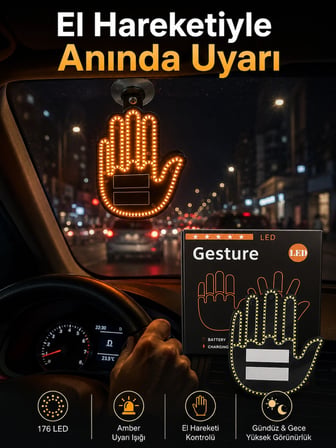 Hediye Pilli Led Işık Araç Camı İçin Uzaktan Kumandalı El Simgesi