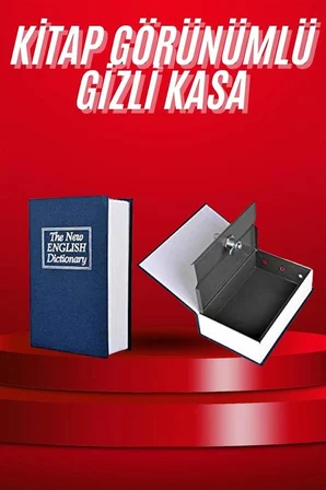 Hediye Kitap Görünümlü Gizli Kasa Büyük Boy Anahtarlı Kilitli Para Kasası