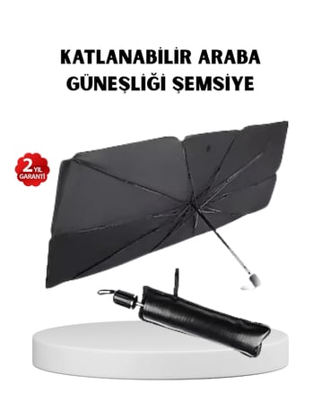 Hediye Katlanabilir Ön Cam Güneşliği Şemsiye – Her Araca Uygun Isı Ve Işık Koruması