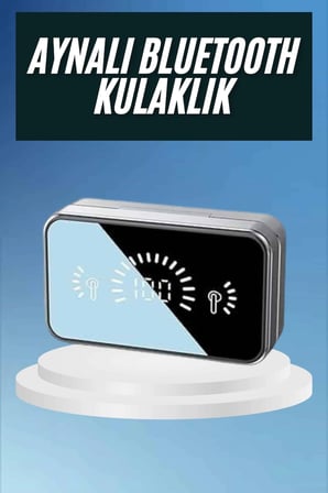Hediye Powerbankli Bluetooth Kulaklık Yüksek Ses Aynalı Çift Dijital Gösterge Ekranı