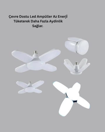 Hediye 4 Kollu Katlanır Pervane Led Ampül 60 Watt Yüksek Aydınlatma Ve Enerji Tasarrufu