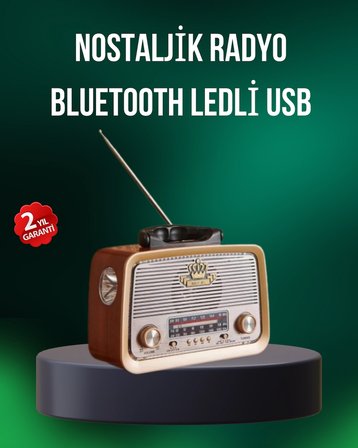 Hediye Taşınabilir Nostalji Radyo Bluetooth Usb Aux Girişli