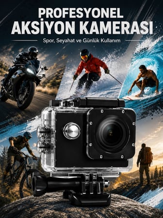 Hediye Yüksek Görüntü Kalitesi Sunan 1080p Full Hd Aksiyon Kamerası