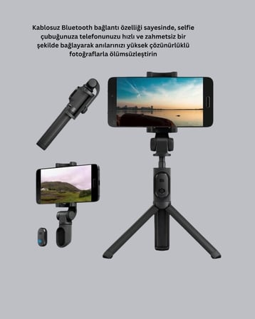 Hediye Bluetooth Selfie Çubuğu – 360° Dönebilen Başlık, Kablosuz Bağlantı