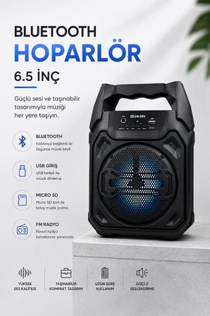 Hediye Mikrofonlu Bluetooth Ses Sistemli Usb, Micro Sd, Fm Ve Uzun Pil Ömrü