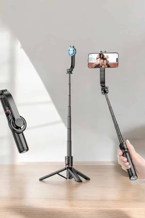 Hediye Kumandalı Tripod Telefon Tutucu Selfie Çubuğu 360 Derece Dönebilen