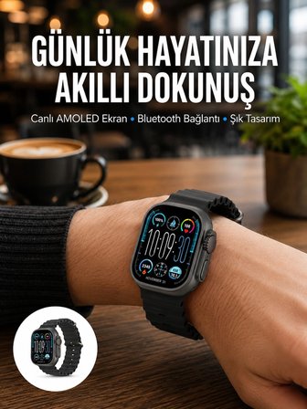 Hediye Amoled Akıllı Saat Bluetooth Arama Su Geçirmez Yeni Nesil