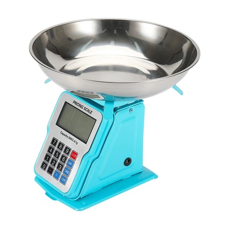 Hediye 30kg 1g Dijital Kefeli Terazi Pilli Ve Adaptörlü Elektronik Tartı, Paslanmaz Çelik Tepsili Tutar Hesaplama Mavi