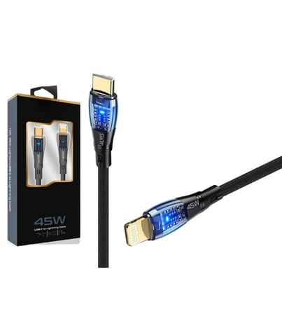 Hediye 45w Usb-c Lightning Işıklı Şeffaf Kablo Hızlı Şarj, Dayanıklı Tasarım, İphone Ve İpad Uyumlu