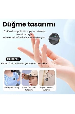 Hediye 2 Adet Profesyonel Kablosuz Yaka Mikrofonu Typce Uyumlu Manyetik Klipsli