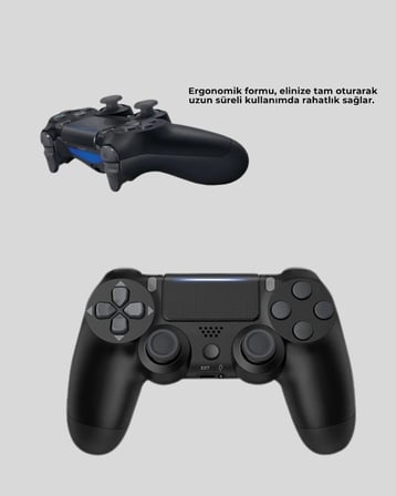 Hediye Kablosuz Ps4 Oyun Kolu Çift Motor Titreşimli Uzun Bataryalı