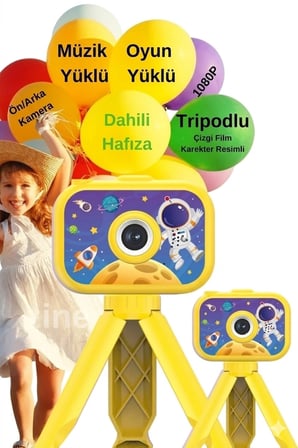 Hediye Dijital Fotoğraf Makinesi Çocuk Mini 1080p Hd Kamera Selfie Tripotlu Ön Arka Kamera