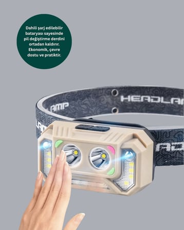 Hediye Şarjlı Wave Sensörlü Led Kafa Feneri Outdoor Kullanım Yeni Nesil