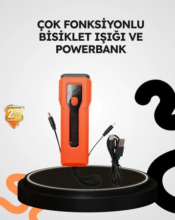 Hediye 600 Lümen Bisiklet Ön Işık Powerbankli Çakar Cob Led