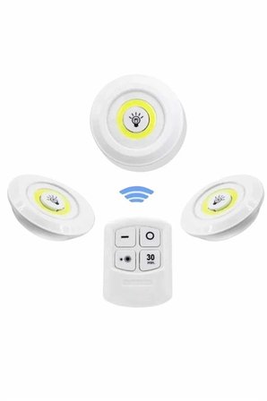 Hediye Dolap Işığı Mutfak Rafı Işığı Uzaktan Kumandalı 3 Lü Spot Led Lamba