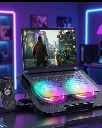 Hediye Rgb Işıklı Laptop Soğutucu Stand Çift Fanlı Sessiz Çalışan Ayarlanabilir