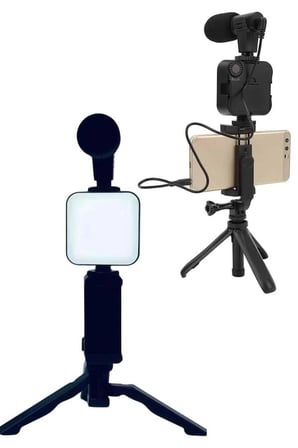 Hediye Telefon Tutucu Led Işıklı Kumandalı Mikrofon Telefon Vlog Video Kayıt