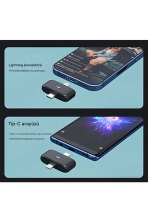 Hediye Kablosuz Profesyonel İkili Yayın Yaka Mikrofonu Şarj Kutu Mıknatıslı Typce Lightning Çıkış Mikrofon